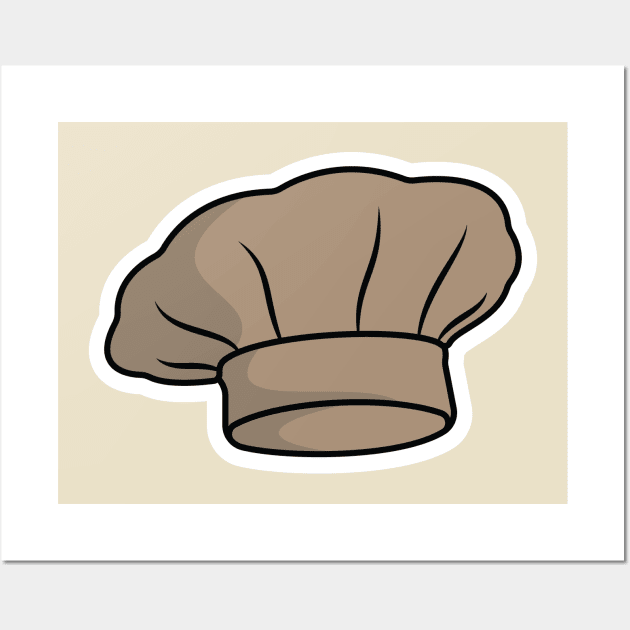 Chef Cooking Hat Cartoon Sticker vector illustration. Kitchen cooking object icon concept. Chef white hat sticker vector design with shadow. Bakery logo icon concept. Wall Art by AlviStudio